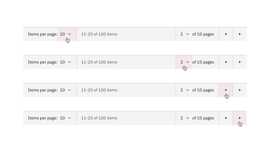 Pagination variant clickable areas